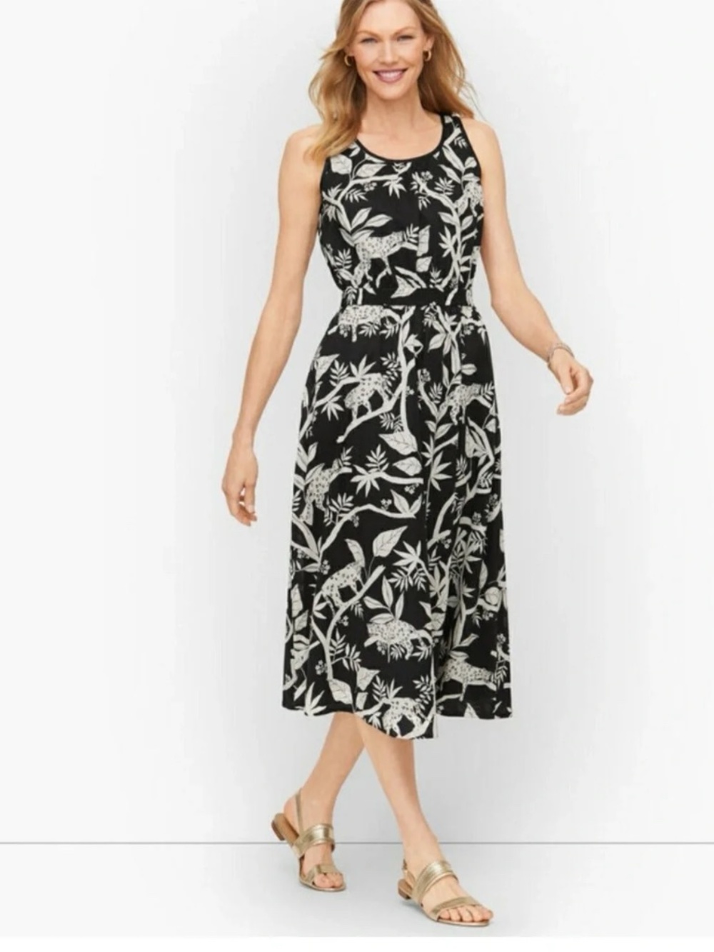 Talbots Tropical Panther Midi Dress
